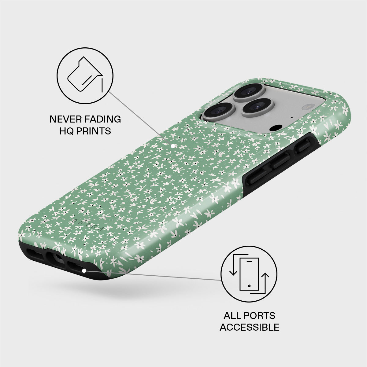 BURGA フラワーパターン iPhone 17 Pro ケース Lush Meadows - Floral iPhone 17 Pro Case | BURGA