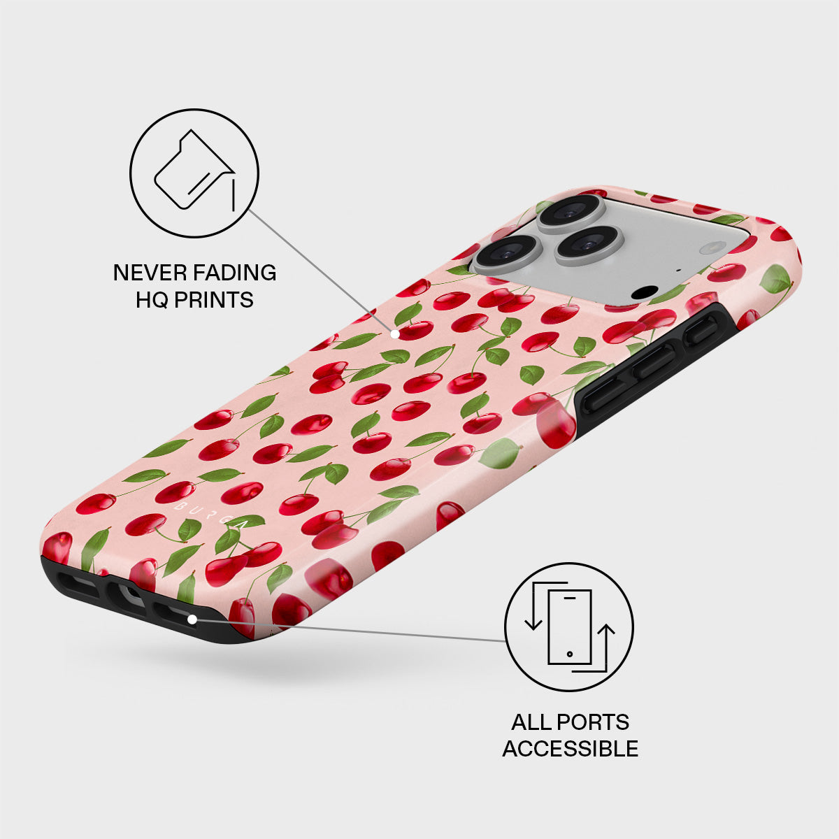 【新品】BURGA iPhone 17proMAXケース BURGA チェリー柄 Afternoon Treat - Cherry iPhone 17 Pro Max Case | BURGA