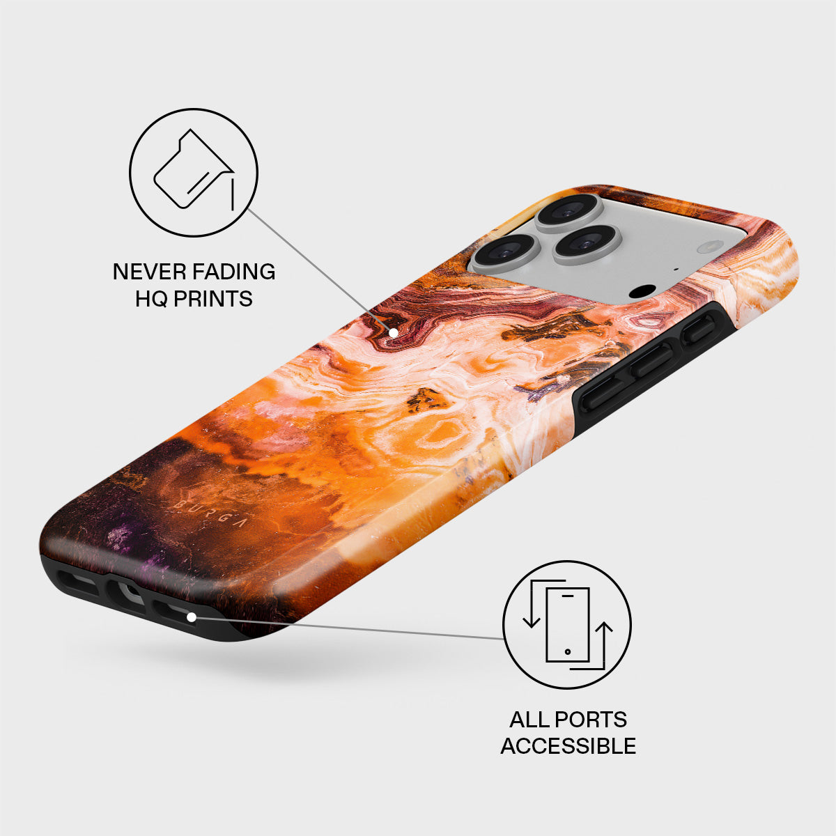 新品）BURGA マーブル模様 iPhone17ケース　高級ライン Pumpkin Spice - Orange iPhone 17 Pro Max Case | BURGA