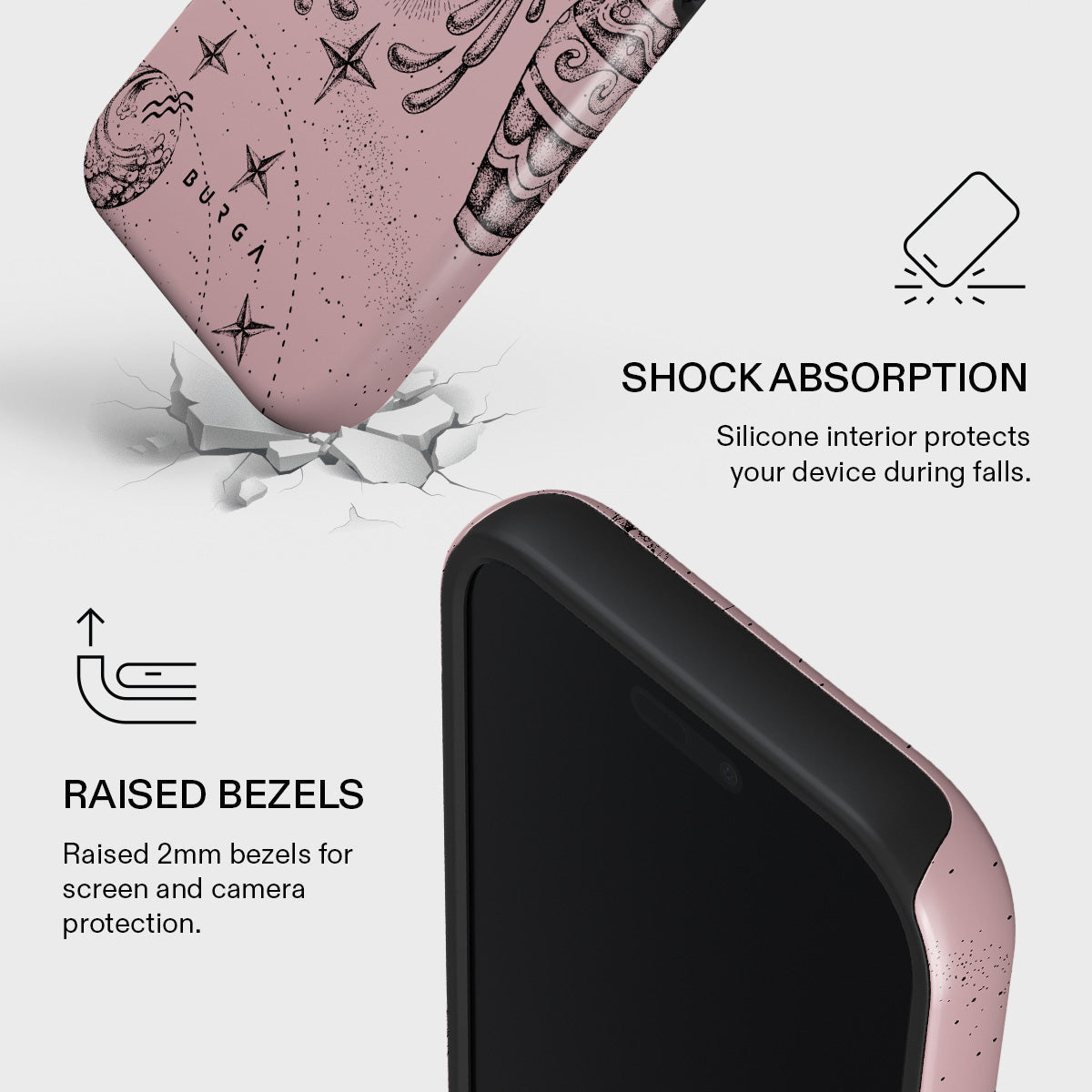 【新品】BURGA マーブルデザイン ハードケース　ピンク　iPhone17 Aquarius - iPhone 17 Pro Case | BURGA