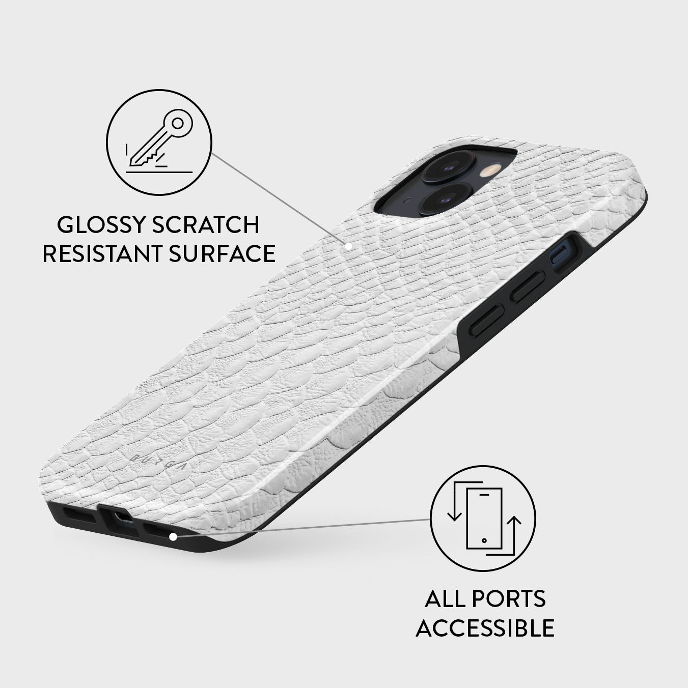 Glacial Desert - White Snakeskin iPhone 14 Plus Case | BURGA